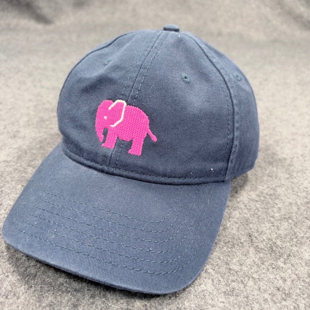 Harding Lane Navy Blue Needlepoint Pink Elephant Boca Grande Florida Hat Cap